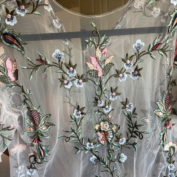 Zara Mesh Floral Embroidered Top - Picture 6 of 10